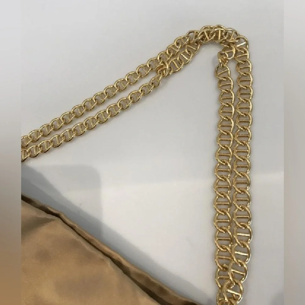 Prada Raso Satin Gold Shoulder/Tote Bag Chain Link Vintage Y2K Baddie - Picture 3 of 9